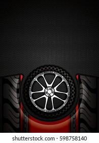 Realistic racing car wheel with shining rim.Vector illustration 