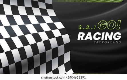 Realistic racing checkered flag background vector design in eps 10