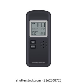 Realistic radiation meter on white background. Radiation dosimeter. Vector illustration.