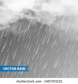 透明な背景にリアルな雨と雲 雨 水滴効果 秋は雨が降る ベクターイラスト のベクター画像素材 ロイヤリティフリー Shutterstock