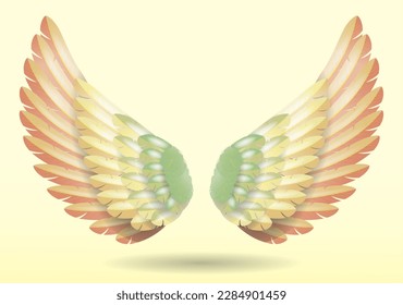 realistic rainbow angel wings isolated - 3d illustration