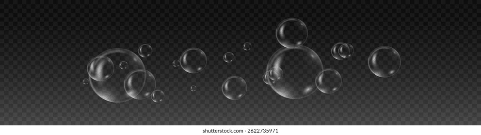 Realistic Rainbow Bubbles with Glossy Surface – Flying Iridescent Circles, Water Elements, 3D Abstract Design for Clean Nature-Themed Backgrounds or Decorative Projects

