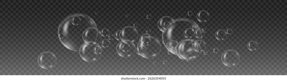 Realistic Rainbow Bubbles with Glossy Surface – Flying Iridescent Circles, Water Elements, 3D Abstract Design for Clean Nature-Themed Backgrounds or Decorative Projects

