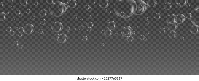Realistic Rainbow Bubbles with Glossy Surface – Flying Iridescent Circles, Water Elements, 3D Abstract Design for Clean Nature-Themed Backgrounds or Decorative Projects

