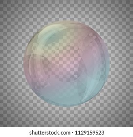 realistic rainbow color bubbles on transparent background. Vector.
