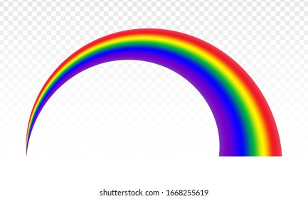 Realistic rainbow icon isolated on a transparent background - stock vector.