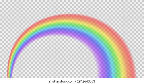 Realistic rainbow isolated on transparent background. Seven colors rainbow. Vector illustration