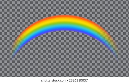 Realistic rainbow shape isolated on transparent background