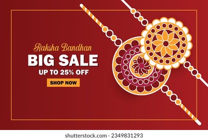 Realistic Raksha Bandhan big sale banner with Rakhi design