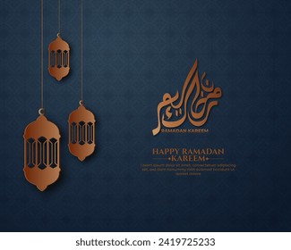 Realistic ramadan background with islamic pattern, lantern, mandala.  for banner, greeting card