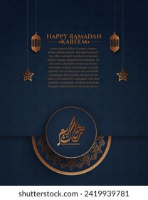 Realistic ramadan background with islamic pattern, lantern, mandala.  for banner, greeting card