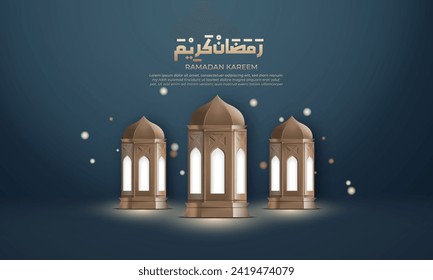 Realistic ramadan background with lantern, for banner, greeting card. (Translation: ramadan kareem)