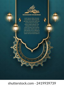 Realistic ramadan background with, lantern, mandala. for banner, greeting card