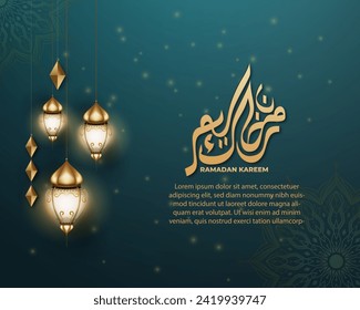 Realistic ramadan background with, lantern. for banner, greeting card