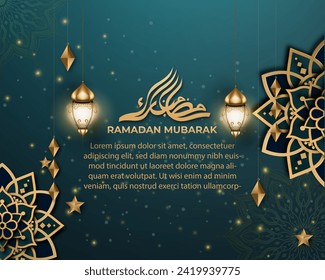 Antecedentes reales de ramadán con, lantern, mandala. para banner, tarjeta de saludo