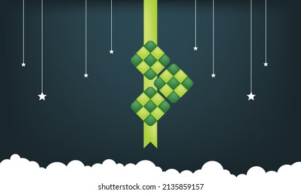 Realistic ramadan kareem flat eid al-fitr illustration mubarak wallpaper hari raya aidilfitri vector