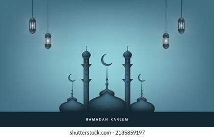 Realistic ramadan kareem flat eid al-fitr illustration mubarak wallpaper hari raya aidilfitri vector