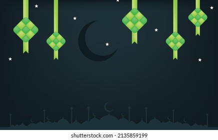 Realistic ramadan kareem flat eid al-fitr illustration mubarak wallpaper hari raya aidilfitri vector