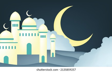 Realista ramadan kareem plano eid al-fitr ilustración mubarak wallpaper hari raya aidilfitri vector