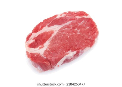 Realistic raw meat isolated on white background. Vector illustration made in a realistic style