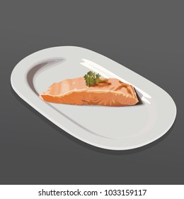 Realistic Raw Tuna Slice On Plate