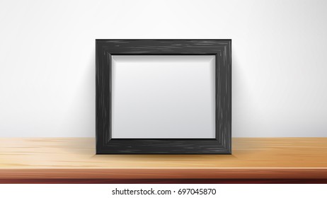 Realistic Rectangular Black Frame Vector. Good For Your Presentations, Exhibition. Interior Background Illustration.