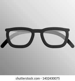 Realistic rectangular sunglasses gray gradient background 