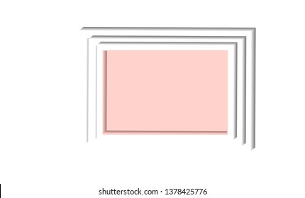 Realistic Rectangular White Blank Picture Frame. Vector illustration Empty Frame. Design Template for Mock Up. Vector illustration