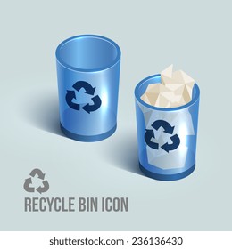 realistic recycle bin icon. Vector illustration.  