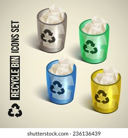 realistic recycle bin icon. Vector illustration.  