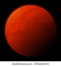  Realistic Red 3D Planet Mars on Black Background from Solar System