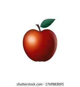 Realistic red apple with texture. Vector illustration isolated on white background. 3D render