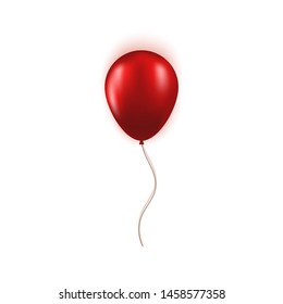 Realistic red balloon isolated on transparent background. Vector element for Birthday or Black Friday Sale greeting card concept