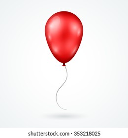 Realistic Red Balloon Isolated on White Background. Vector illustration. 