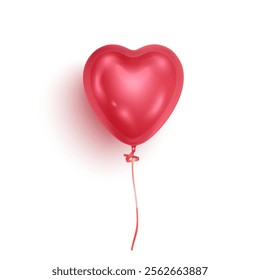 Realistic Red balloon of love ball in the shape of heart. Balloon isolated on white background