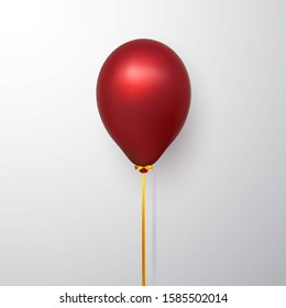 Realistic red balloon with shadow. Shine helium balloon for wedding, Birthday, parties. Festival decoration. Vector illustration.