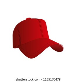 Realistic red baseball cap set. Vector illustration. EPS 10.