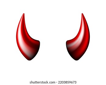 Realistic red and black Halloween Devil Horns . Satan demon accessories. Vector illustration isolated on white illustration.