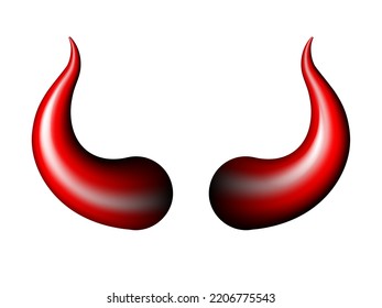 Realistic red and black Halloween Devil Horns . Satan demon accessories. Vector illustration isolated on white illustration.