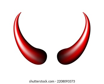 Realistic red and black Halloween Devil Horns . Satan demon accessories. Vector illustration isolated on white illustration.
