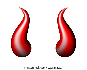 Realistic red and black Halloween Devil Horns . Satan demon accessories. Vector illustration isolated on white illustration.