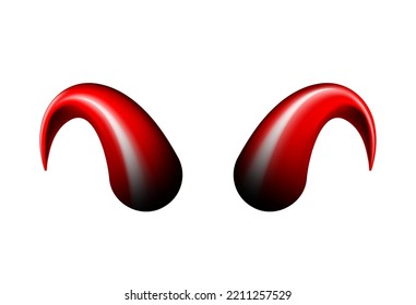 Realistic red and black Halloween Devil Horns . Satan demon accessories. Vector illustration isolated on white illustration.