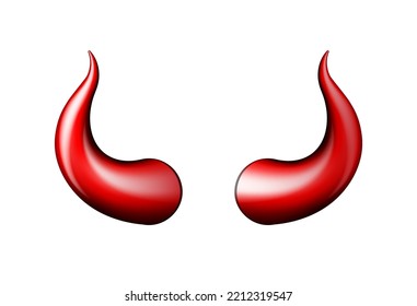 Realistic red and black Halloween Devil Horns . Satan demon accessories. Vector illustration isolated on white illustration.