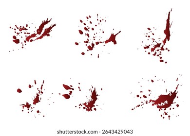 Realistic red blood splatter background design set