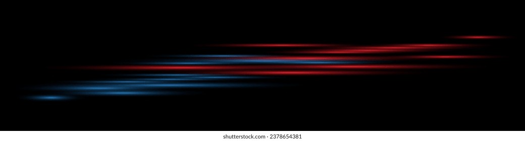 Realistic red blue light flash. Realistic light flash isolated on black background.