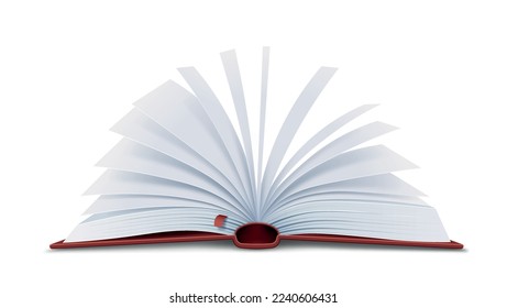 Realistic red book. Education, training and learning, literature or diary. Graphic element for website. Love of reading and useful hobby and leisure. 3D vector illustration