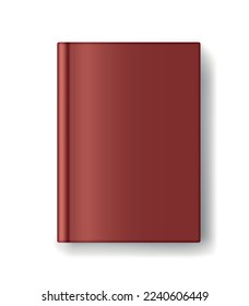 Realistic red book. Notepad and diary, textbook. Education and training. Journal or workbook. Poster or banner for website. Development of erudition and literacy. 3D vector illustration