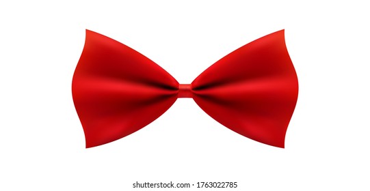 Realistic red bow for decoration gifts, greetings, holidays. Stock vector illustration isolated on white background.