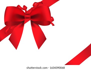 Realistic red bow. Element for decoration gifts, greetings, holidays.