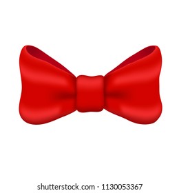 Realistic red bow. Isolated object on a white background. 